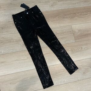 RTA Leather Black Sequin Sparkle Skinny Pants